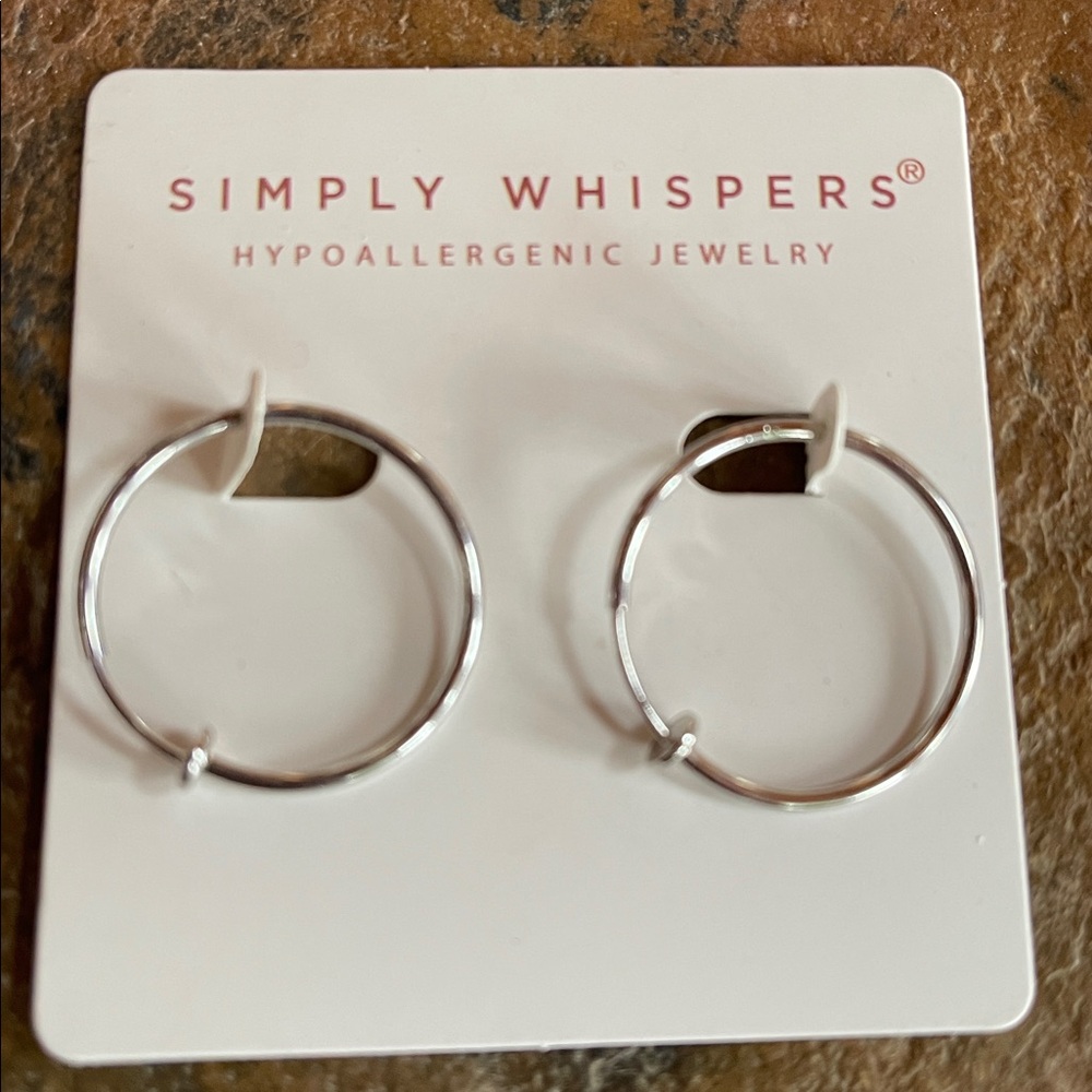 Simply Whispers spring clip on hoop earrings,NWOT - Picture 2 of 2